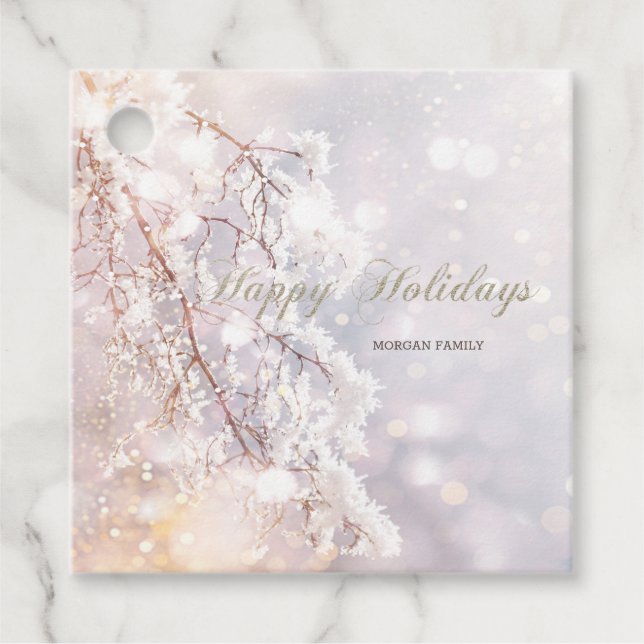 Etiquetas Para Recuerdos Winter Wonderland Branches (Anverso)