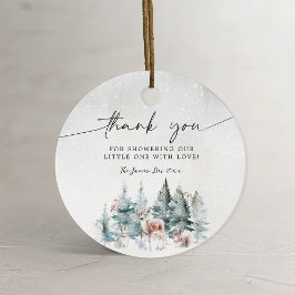 Etiquetas Para Recuerdos Winter Woodland Baby Cold Outside Circle Gracias