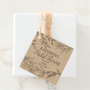 Etiquetas Para Recuerdos Wispy Black Floral Outlines sobre la ducha de novi
