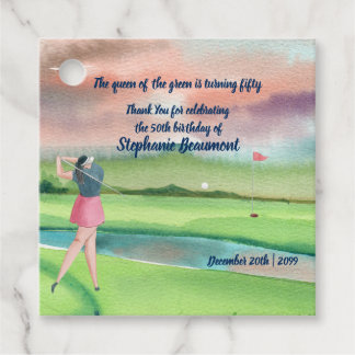 Etiquetas Para Recuerdos Woman Golf Player Swinging Fifties 50th Birthday
