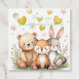 Etiquetas Para Recuerdos Woodland Animals Birthday Boy Yellow Hearts Party