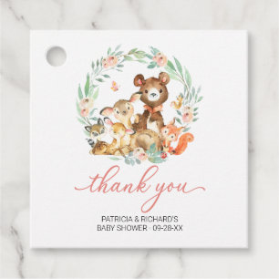Etiquetas Para Recuerdos Woodland Animals Greenery Baby Shower Gracias
