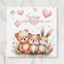 Etiquetas Para Recuerdos Woodland Bear Fox Bunny Pastel Hearts Girl Floral