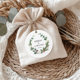 Etiquetas Para Recuerdos Wreath de Boda de Invierno con Ramas de Pelo
