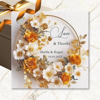 Etiquetas Para Recuerdos Wreath Gold Floral Gracias Boda