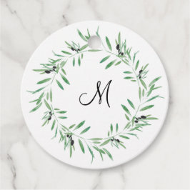 Etiquetas Para Recuerdos Wreth de color de agua negro de oliva