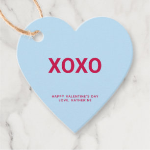 Etiquetas Para Recuerdos XOXO corazón azul diversión El día de San Valentín