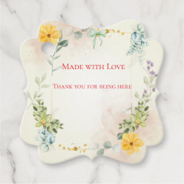 Etiquetas Para Recuerdos Yellow and Pink Floral Wedding Favor Tag