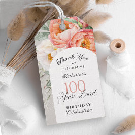 Etiquetas Para Regalos 100 Años Amado Floral Femenino Cumpleaños 100