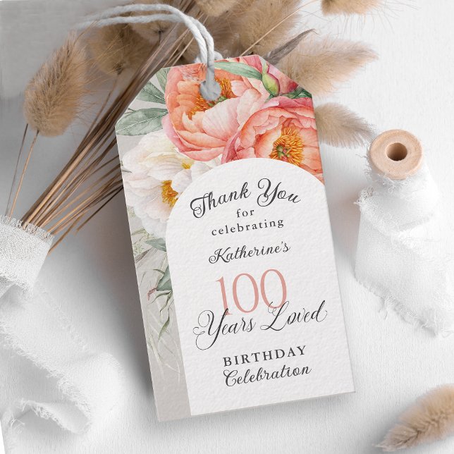 Etiquetas Para Regalos 100 Años Amado Floral Femenino Cumpleaños 100 (Subido por el creador)