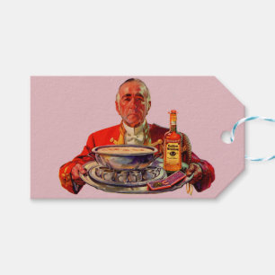 Etiquetas Para Regalos 1937 mayordomo con bandeja y whisky Golden Wedding