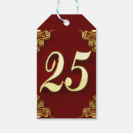 Etiquetas Para Regalos 25 cumpleaños o aniversario regal oro y rojo