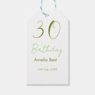ETIQUETAS PARA REGALOS 30TH BIRTHDAY GREEN NAME DATE BOLD RETRO PASTEL SI
