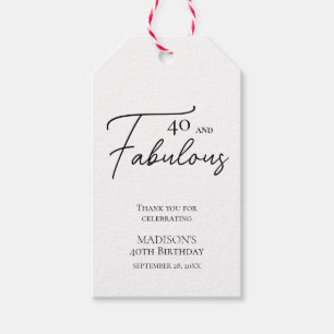 Etiquetas Para Regalos 40 y fabuloso cumpleaños 40 en blanco y negro