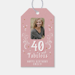 Etiquetas Para Regalos 40 y fabuloso follaje rosa foto 40 cumpleaños