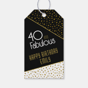 Etiquetas Para Regalos 40 y Fabulous Gold Purpurina Photo 40th Birthday