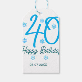 Etiquetas Para Regalos 40th birthday add name date year blue template