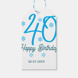 Etiquetas Para Regalos 40th birthday add name date year blue template