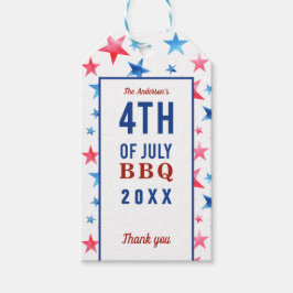Etiquetas Para Regalos 4 de julio bbq Estrellas de acuarela patriótica