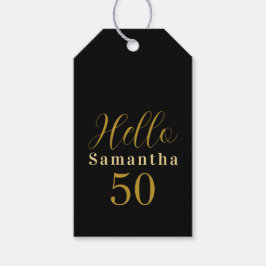 Etiquetas Para Regalos 50.º cumpleaños elegante oro negro personalizado