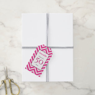 Etiquetas Para Regalos 50 & Fabuloso Cumpleaños 50 Pink & White Chevron