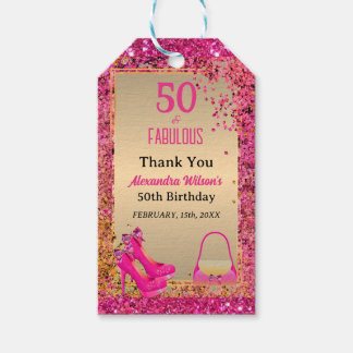Etiquetas Para Regalos 50 y Fabulosos Tacones Altos Dorado Rosa Glam Grac