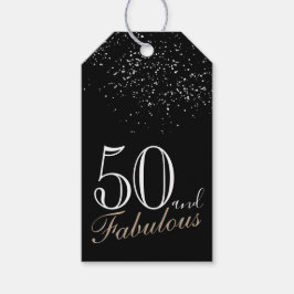 Etiquetas Para Regalos 50 y Fabulous Elegant Script Black 50 cumpleaños