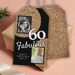 Etiquetas Para Regalos 60 y Fabulous Gold Purpurina 2 Photo 60th Birthday<br><div class="desc">60 y Fabulous Gold Purpurina 2 Photo 60th Birthday Gift Tag. Añade tus fotos - puedes usar una foto antigua y nueva. Añade tu nombre y edad.</div>