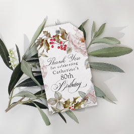 Etiquetas Para Regalos 80 Aniversario Elegante Floral Diciembre Gracias