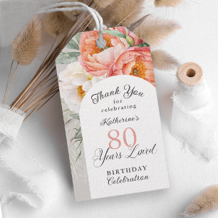 Etiquetas Para Regalos 80 Años Amado Floral Femenino Cumpleaños 80