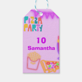 Etiquetas Para Regalos 80s Pizza Party Gift Tags - Neon Arcade Style