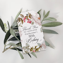 Etiquetas Para Regalos 90 Aniversario Elegante Floral Diciembre Gracias