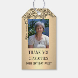 Etiquetas Para Regalos 90 cumpleaños elegante fiesta de oro