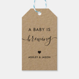 Etiquetas Para Regalos A Baby is Brewing, Coffee Gift Tag, Kraft