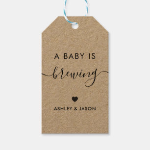 Etiquetas Para Regalos A Baby is Brewing, Coffee Gift Tag, Kraft