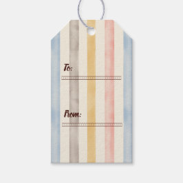 Etiquetas Para Regalos A juego, rosa suave, amarillo y azul rayado
