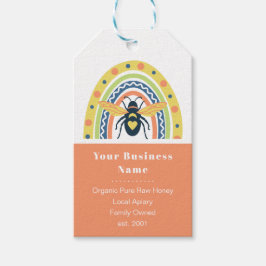 Etiquetas Para Regalos Abeja Apicultor Retro Bloque de Color Arcoíris