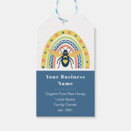 Etiquetas Para Regalos Abeja Apicultora Retro Bloque De Color Arcoíris