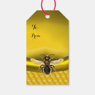 ETIQUETAS PARA REGALOS ABEJA DE LA MIEL, MONOGRAMA DEL SELLO DE LA CERA