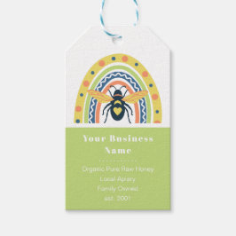 Etiquetas Para Regalos Abeja Melífera Arcoíris Bloque de Color Retro 
