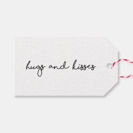 Etiquetas Para Regalos Abrazos y besos. Día de San Valentín. Blanco y neg