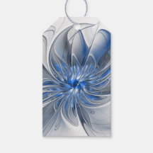 Abstract Blue Gray Watercolor Fractal Art Flower
