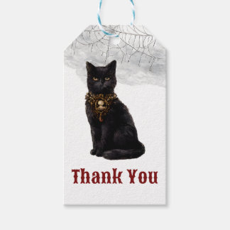 Etiquetas Para Regalos Academia Oscura Gótica Gato Negro Telaraña Gracias
