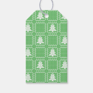 Etiquetas Para Regalos Acogedor patrón de suéter feo de árbol de Navidad