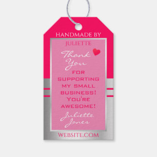 Etiquetas Para Regalos Acondicionamiento de color rosa y plata lindo