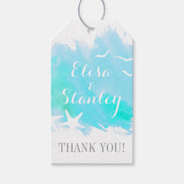 Etiquetas Para Regalos Acuarela acuática, boda en la playa de las estrell