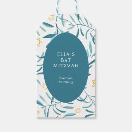 Etiquetas Para Regalos Acuarela Botánica Estrella de David Bar Mitzvah