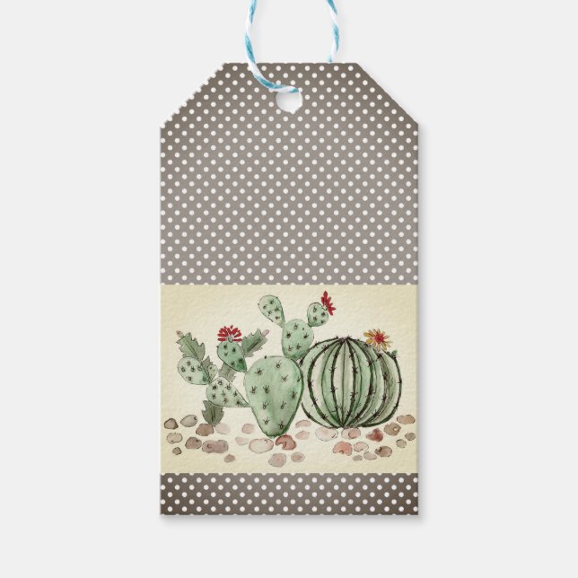 Etiquetas Para Regalos acuarela, cactus (Anverso)