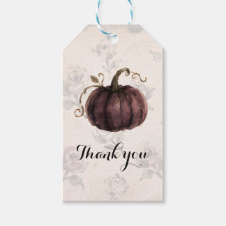 Etiquetas Para Regalos Acuarela Calabaza Vintage Gracias
