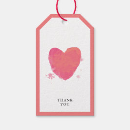 Etiquetas Para Regalos Acuarela Corazón Minimalista Simple Gracias